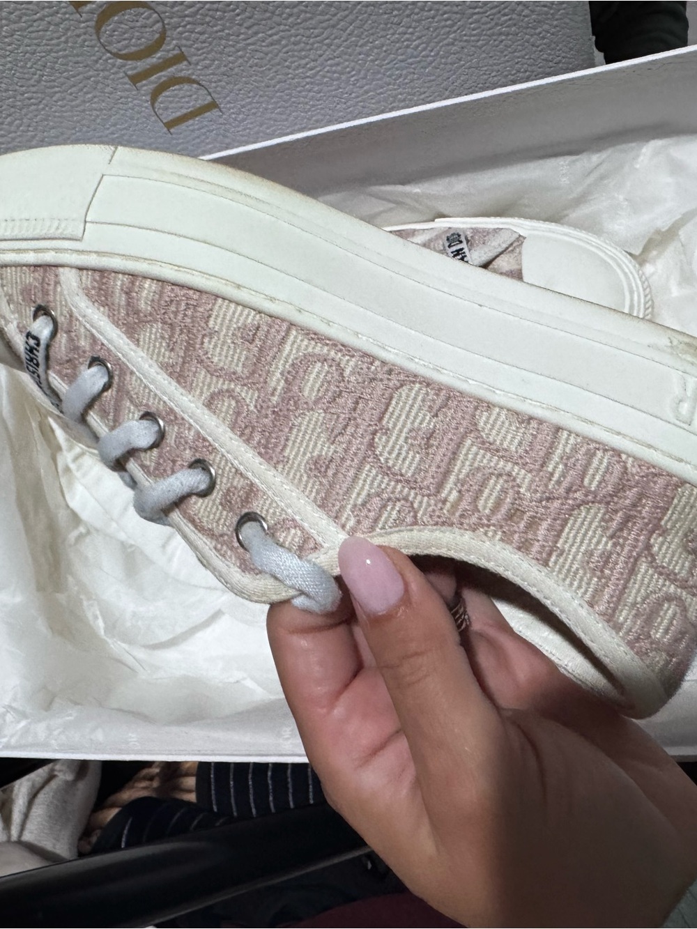 Dior Pink Logo-Print Low-Top Sneakers - Picture 3 of 5